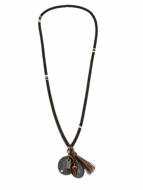 Chan Luu Long Beaded Necklace Skull Charm Coin Tassel Artisan Boho